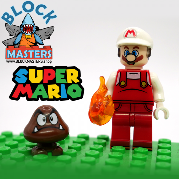 SUPER MARIO BROS Fireball Mario Fire Flower Minifigure LEGO Moc Toy